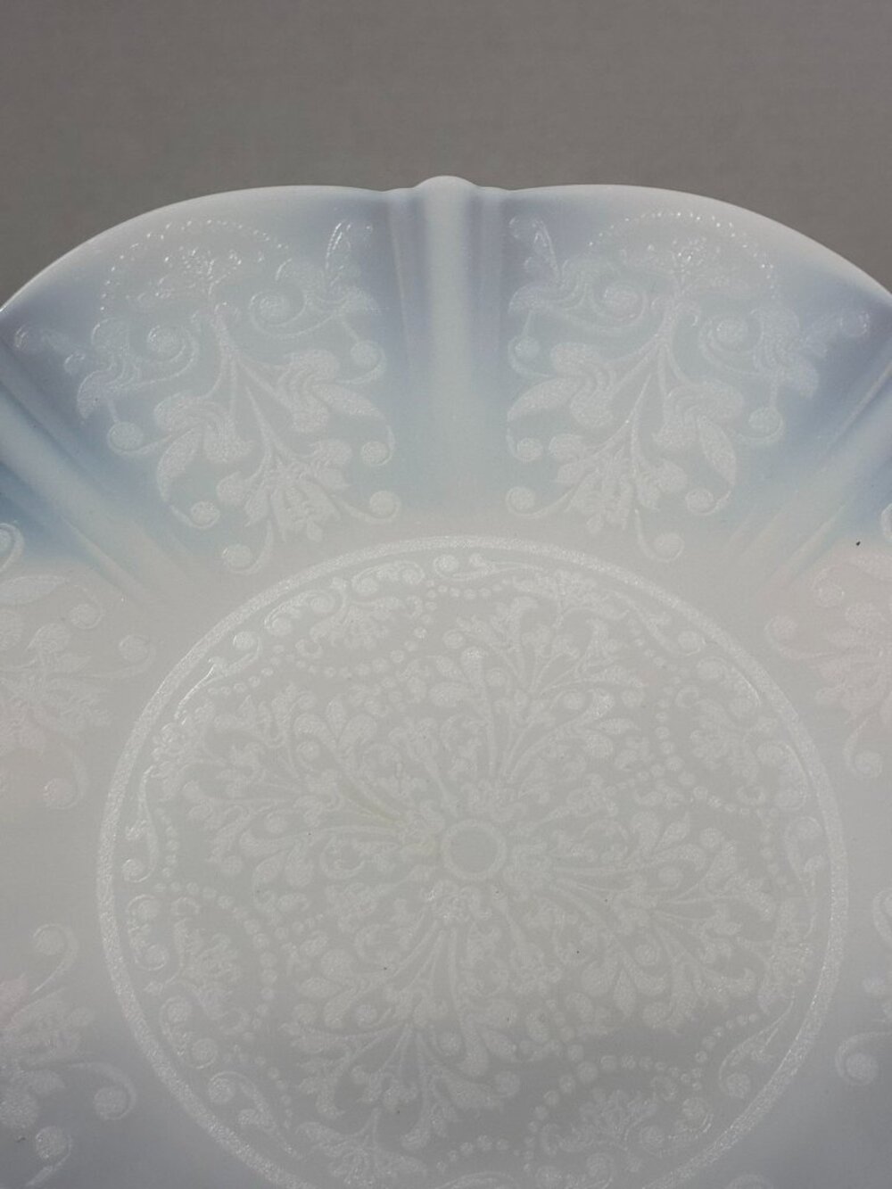 Vintage Opalescent Glass Plate With Intricate Floral Embossed Design 10-Inch Dec